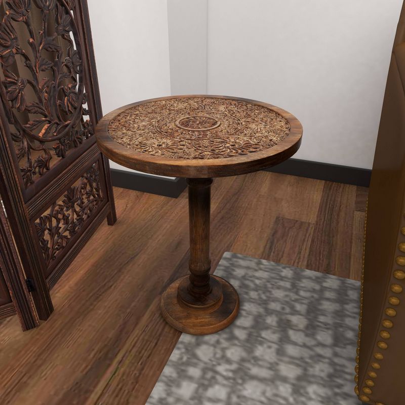 Carved Mango Wood Accent Table Brown - Olivia &#38; May, 6 of 20