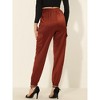 INSPIRE CHIC Women's Satin Drawstring Elastic High Waist Shiny Silky Cargo Pants - 4 of 4