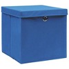 vidaXL Foldable Storage Boxes Set of 4 - Blue Non-Woven Fabric Cubes with Lids and Metal Eyelets for Easy Access - Space-Saving Home Storage Solution - 3 of 4