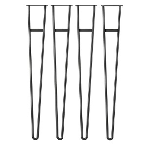 Room & Joy 33.31" 4pk Steel Hairpin Furniture Legs Black - 1 of 4
