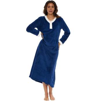 Alexander Del Rossa Women's Soft Warm Fleece Nightgown, Long Kaftan with  Pockets for Winter