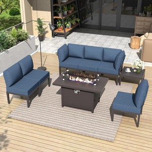 ALAULM 8 Pieces Metal Patio Furniture Set Modern Metal Outdoor Conversation Sets - 1 of 4