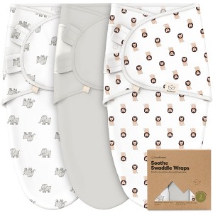 3pk Soothe Baby Swaddle 0-6 Months, Organic Baby Swaddle Sleep Sacks, Newborn, Infant Swaddle Sack - 1 of 4