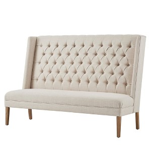 Highland Park Button Tufted Bench with Straight Back Oatmeal Brown - Inspire Q