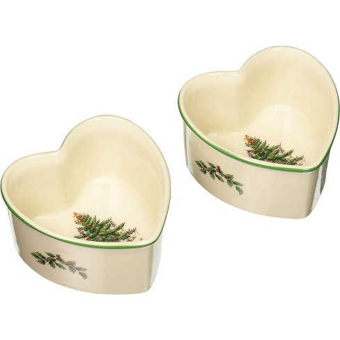 Spode Christmas Tree Set Of 2 Heart Shaped Scalloped Ramekin Made Of Fine Earthenware Target