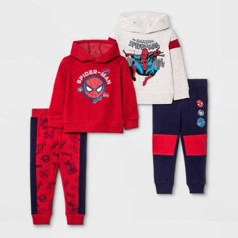 2Piece Toddler Kids Baby Boys Spiderman Outfits Set,Long Sleeve Full Zip Hoodie Sweatshirt Joggers Pants Clothing