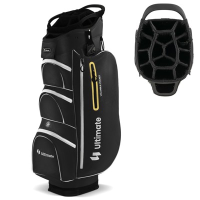 Tangkula 15-Way Golf Cart Bag Golf Club Bag with 15 Ways Organizer Divider Top 7 Zippered Pockets Cooler Bag Umbrella Holder Rain Hood Black + Yellow/ Grey + Green/ Grey + Red