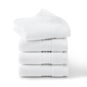 TOWN & COUNTRY EVERYDAY 4-Piece Solid Dobby Border Washcloth Set - 1 of 4