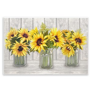 Stupell Industries Three Sunflower Bouquets Country Planks Still Life, 15" x 10" - 1 of 4