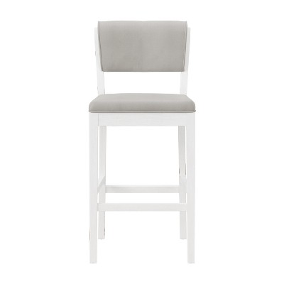 Clarion White Wood Upholstered Bar Height Stool
