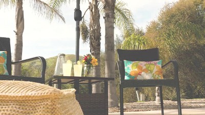 Elegant Grey Rattan Wicker Outdoor Side Table with Umbrella Hole
