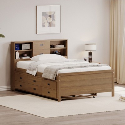 A Captain's Bed With A Drawer - Type Bed And Three Storage Drawers, Suitable For The Dormitory Bedrooms Of Children And Teenagers
