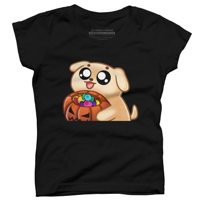Girl's Design By Humans Halloween Candy Pup By Puppers T-Shirt