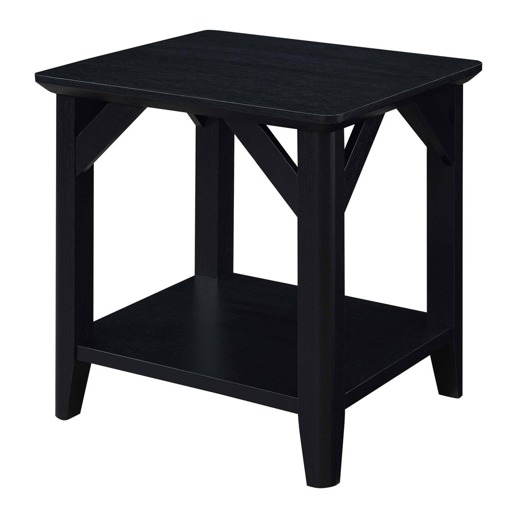 Winston End Table with Shelf Black - Breighton Home: Rustic Square Side Table, Two-Tier Storage