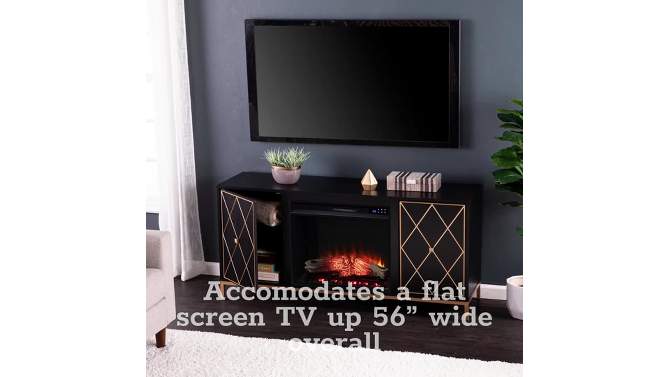 Nessnal Fireplace with Media Storage Black/Gold - Aiden Lane, 2 of 16, play video