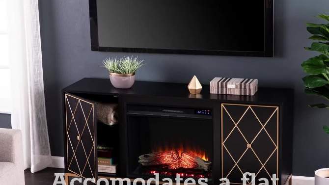 Nessnal Fireplace with Media Storage Black/Gold - Aiden Lane, 2 of 16, play video