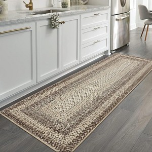 Modern Striped Washable Area Rug - Soft Low Pile Non-Slip Carpet for Living Room Bedroom Office Farmhouse Decor - 1 of 4