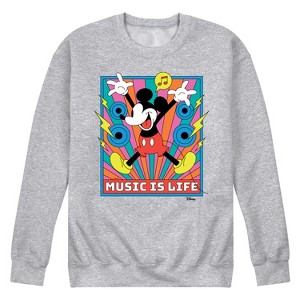Men's - Disney - Mickey Music Is Life Graphic Fleece Sweatshirt - 1 of 4