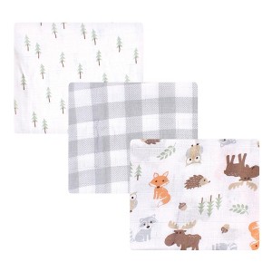 Hudson Baby Infant Boy Cotton Muslin Swaddle Blankets, Woodland, One Size - 1 of 4