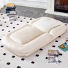 Vynxaria Beige Plush Fabric Folding Floor Chair Set of 1 with 5 Adjustable Positions 90 to 180 Degree Backrest Iron Frame Gaming Meditation Ready - 2 of 4