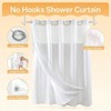 White Fabric Shower Curtain Set, Cotton Blend Waffle Weave with Snap - in Liner, 71x74 Inches - 4 of 4