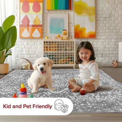 Odell Silver Rectangular Synthetic Vintage Area Rug