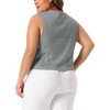Agnes Orinda Women's Plus Size Sleeveless V Neck Plaid Retro Work Button with Pockets Suit Vests - 4 of 4