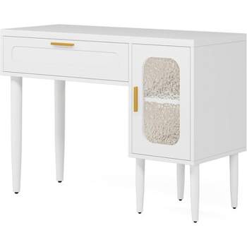 Tribesigns 43" Vanity Desk with Large Drawers and 2-tier Storage Cabinet, Modern Makeup Vanity Dressing Table for Bedroom