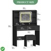 Dressing Table White Glam Vanity Set w/ Sliding Mirror & Stool Vanity Desk w/ Mirror Features 3-Color - 2 of 4