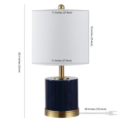 Jayce Navy Blue Glass Table Lamp Set with White Shades