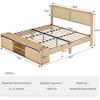 Natural Rattan Bed Frame with Sliding Barn Door Storage Cabinets and Led Light Headboard - 2 of 4