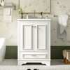 CSBDHome 36-Inch Bathroom Vanity with Ceramic Sink, Solid Wood Cabinet with Drawers and Doors, White/Black - 2 of 4