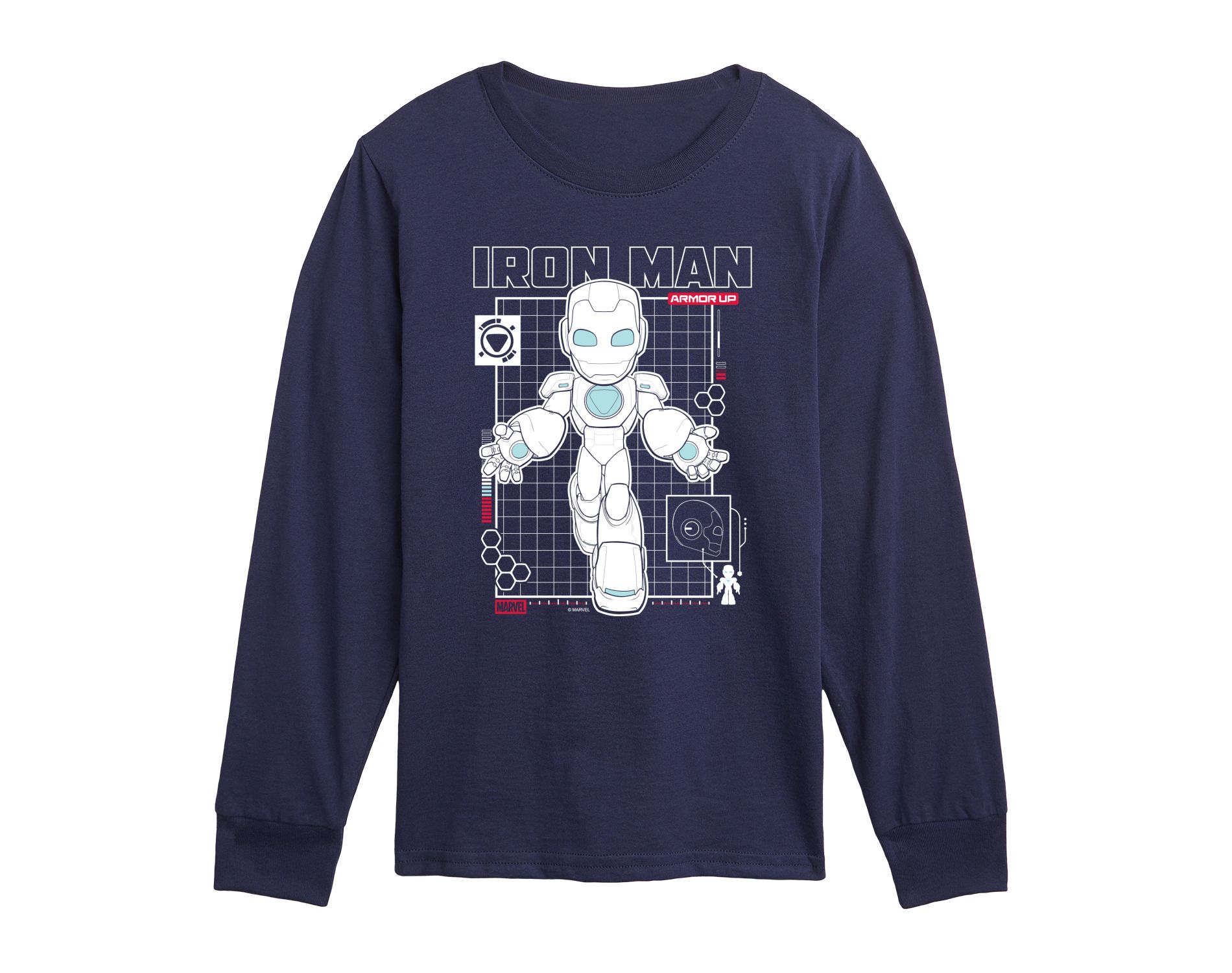 Boys' Spidey & His Amazing Friends Digital Iron Man Long Sleeve Graphic T-Shirt - Navy - X-Large
