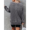 BLUEMING Sweatshirt for Women Oversized Waffle Knit Crewneck Sweatshirts Long Sleeve Side Slits Pullover Tops - 4 of 4