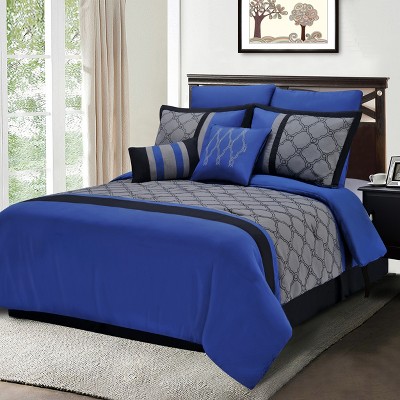 Traditional Solid Trellis Modern Design 8-Piece Wrinkle-Resistant Polyester Microfiber Ultra-Soft Down Alternative Bedding Set by Blue Nile Mills