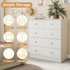 CIPACHO White 4-Tier 5-Drawer Storage Cabinet Particleboard Dresser with Brushed Gold Handles (Living Room/Bedroom/Entryway) - 3 of 4