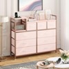 39" Fabric Drawer Dresser, Modern Dresser with Charging Station, Chest of Drawers with 9 Drawers and Shelf, Tv Stand Dresser - 2 of 4