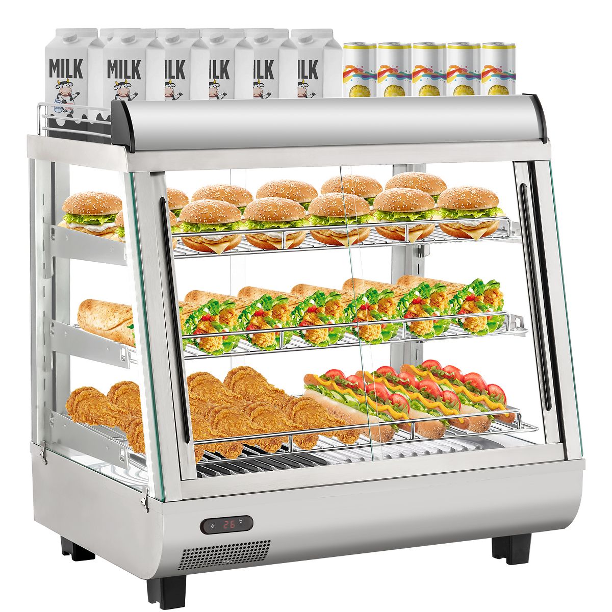 3.4 Cu. ft. Capacity, Countertop Display Warmer with LED Lighting, Adjustable Temperature Control – Perfect for Food Display