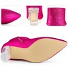 Perphy Women's Sparkly Glitter Upper Side Zipper Clear Block Heel Ankle Booties - 3 of 4