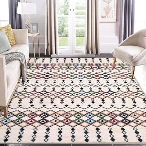 Acekool Area Rug Machine Washable Non Slip Low Pile Geometric Farmhouse Accent Rug for Living Room Bedroom Nursery - 1 of 4