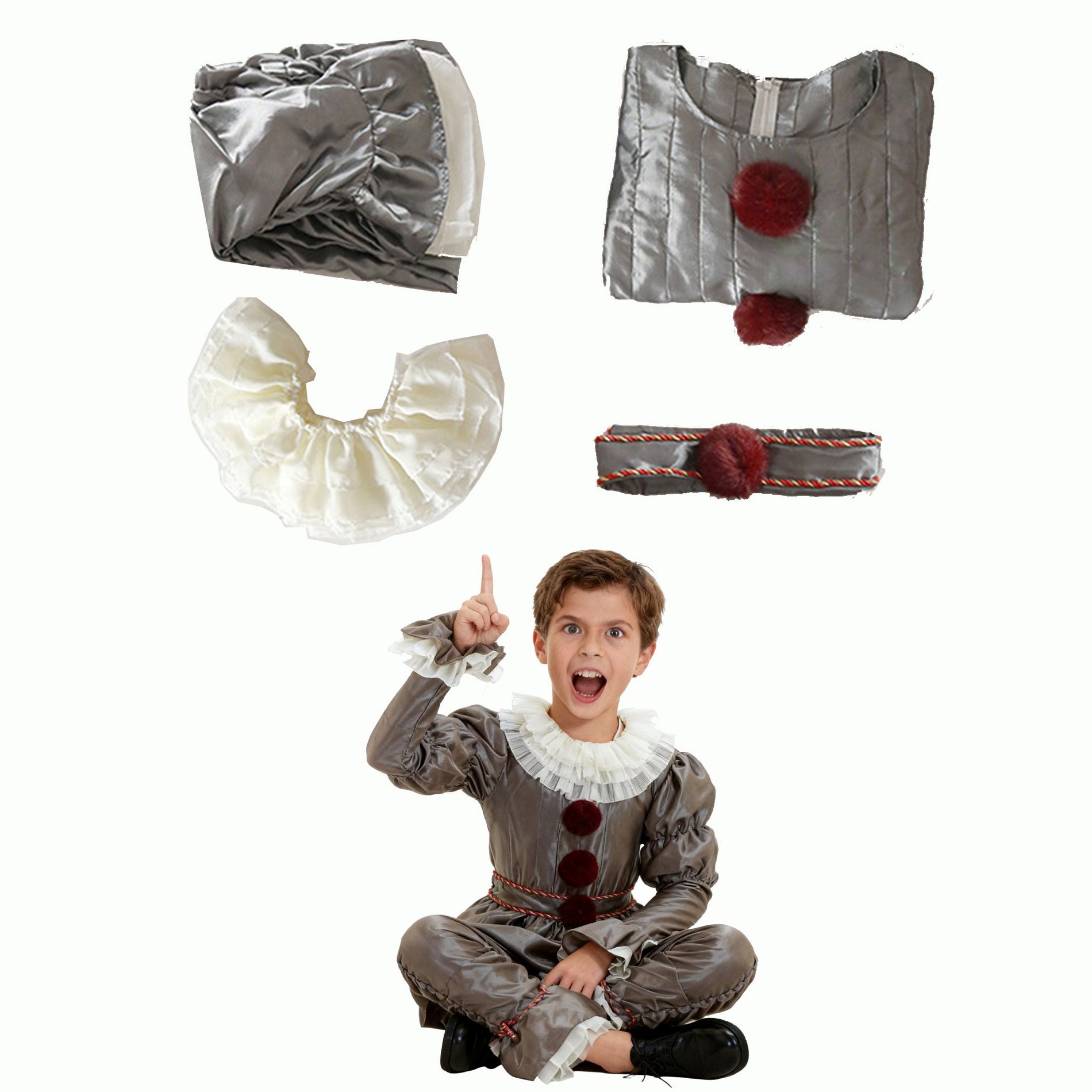 Itopfox Clown Halloween Costume,Scary Clown Costume, Deluxe Halloween ClownCostume, KillerClown Outfit