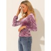 INSPIRE CHIC Women's Velvet Long Sleeve Square Neck Blouse - 4 of 4