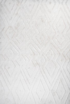Ivory Geometric Flat Woven Synthetic Rectangular Rug