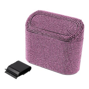 Unique Bargains Auto Car Trash Can Durable Car Door Trash Bin Pink 1 Pc 6.3" Length 2.8" Width 5.5" Height ABS Rhinestone - 1 of 4