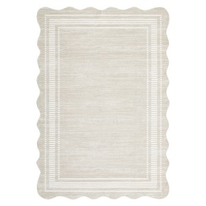Washable Modern Bordered Non Slip Area Rugs for Living Room Dining Room, Low Pile Geometric Carpet for Home Office - 1 of 4