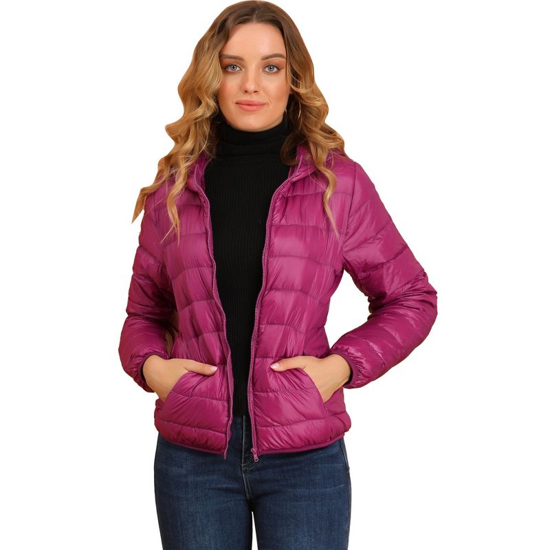 Allegra K Women's Hooded Packable Thickened Short Down Puffer Jacket, 1 of 7