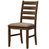 Dining Chair, 38" Height, Dining Room, Kitchen, Set Of 2, Side, Upholstered, Brown Fabric, Antique Cherry, Transitional - 3 of 4