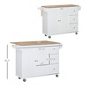 Mobile Kitchen Island Storage Trolley Cart on Wheels with Dropleaf Top, Towel/Spice Rack, 3 Drawers, 2-Door Cabinet - 3 of 4