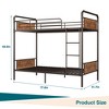 Twin Over Twin Metal Bunk Bed with High Guardrail and Ladder, Convertible Metal Bunk Beds for Kids, Teens, or Adults, Sturdy Frame - 3 of 4