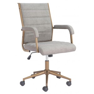 Office Chair 38.2-41.3"H Gray – Faux Leather Upholstery with Bronze Steel Frame, Modern Adjustable Swivel Seating By Zuo Modern - 1 of 4